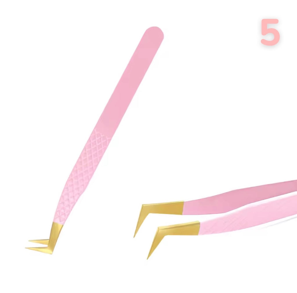 Pincettes à cils en acier inoxydable rose
