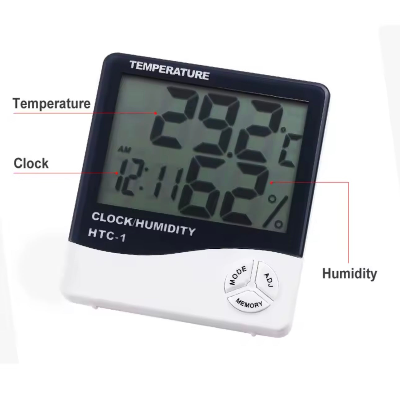 Thermomètre numérique LCD, hygromètre, testeur de température et d'humidité, Station météo, horloge pour Extension de cils
