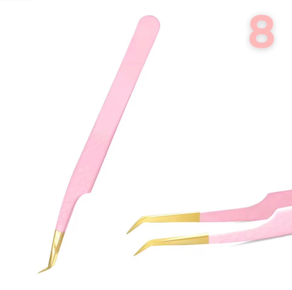 Pincettes à cils en acier inoxydable rose