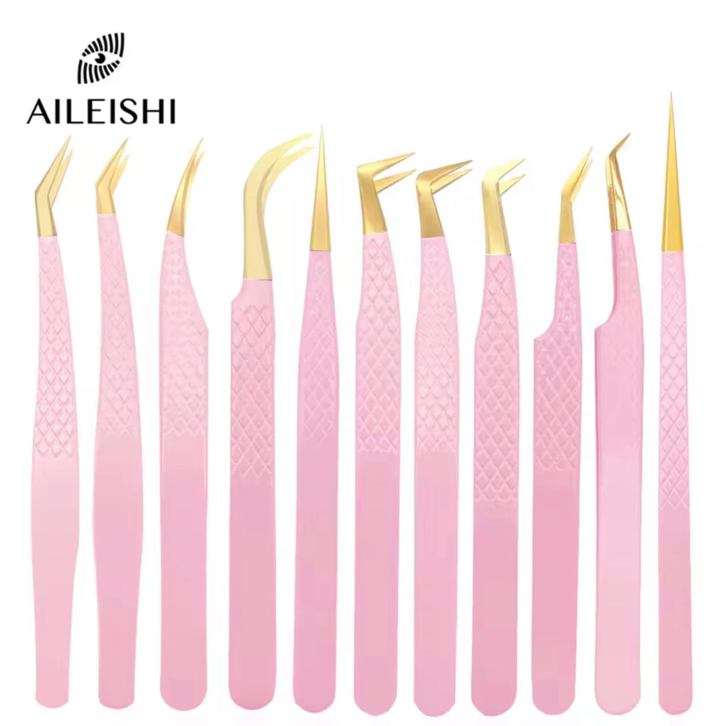 Pincettes à cils en acier inoxydable rose