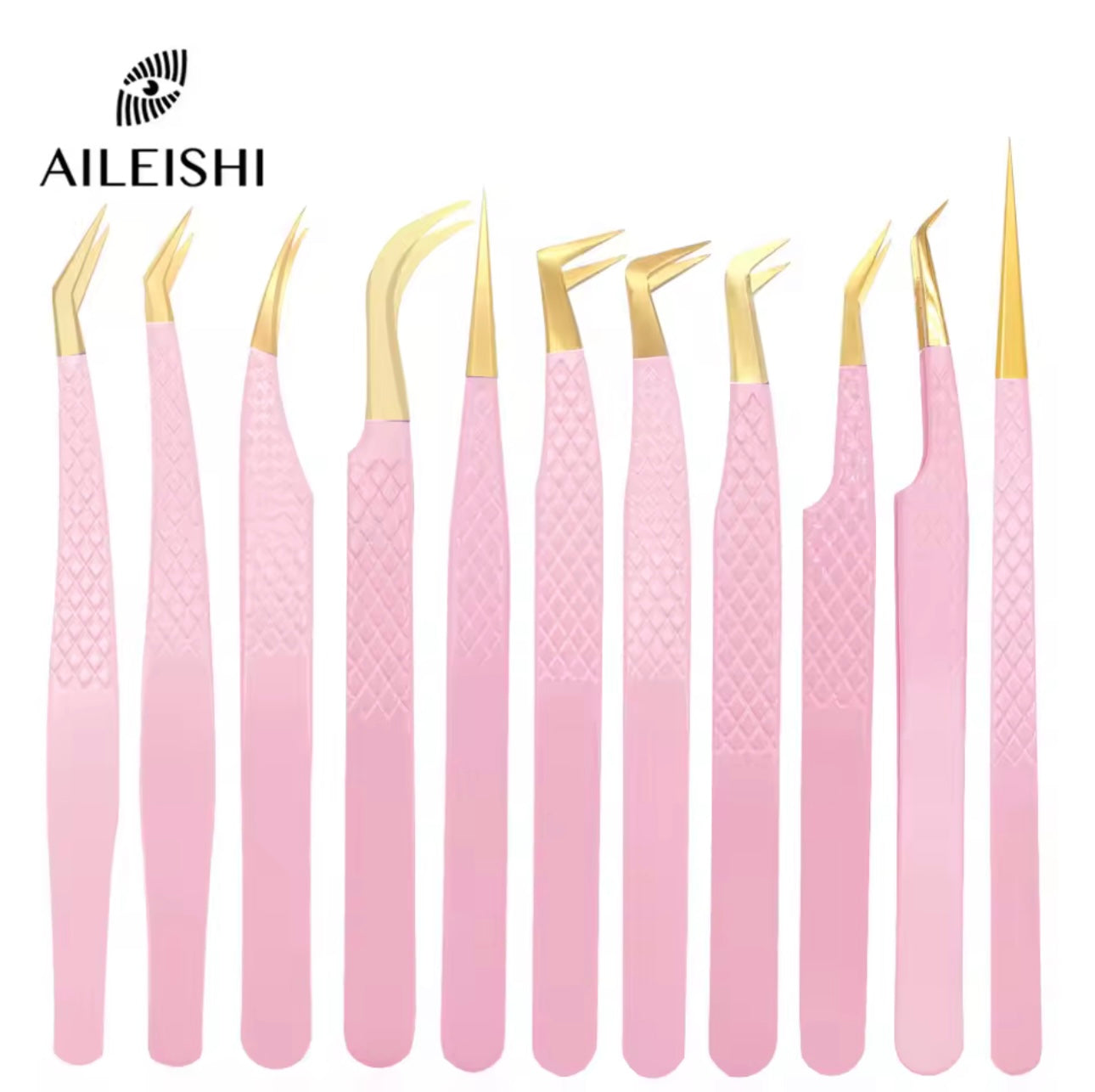 Pincettes à cils en acier inoxydable rose