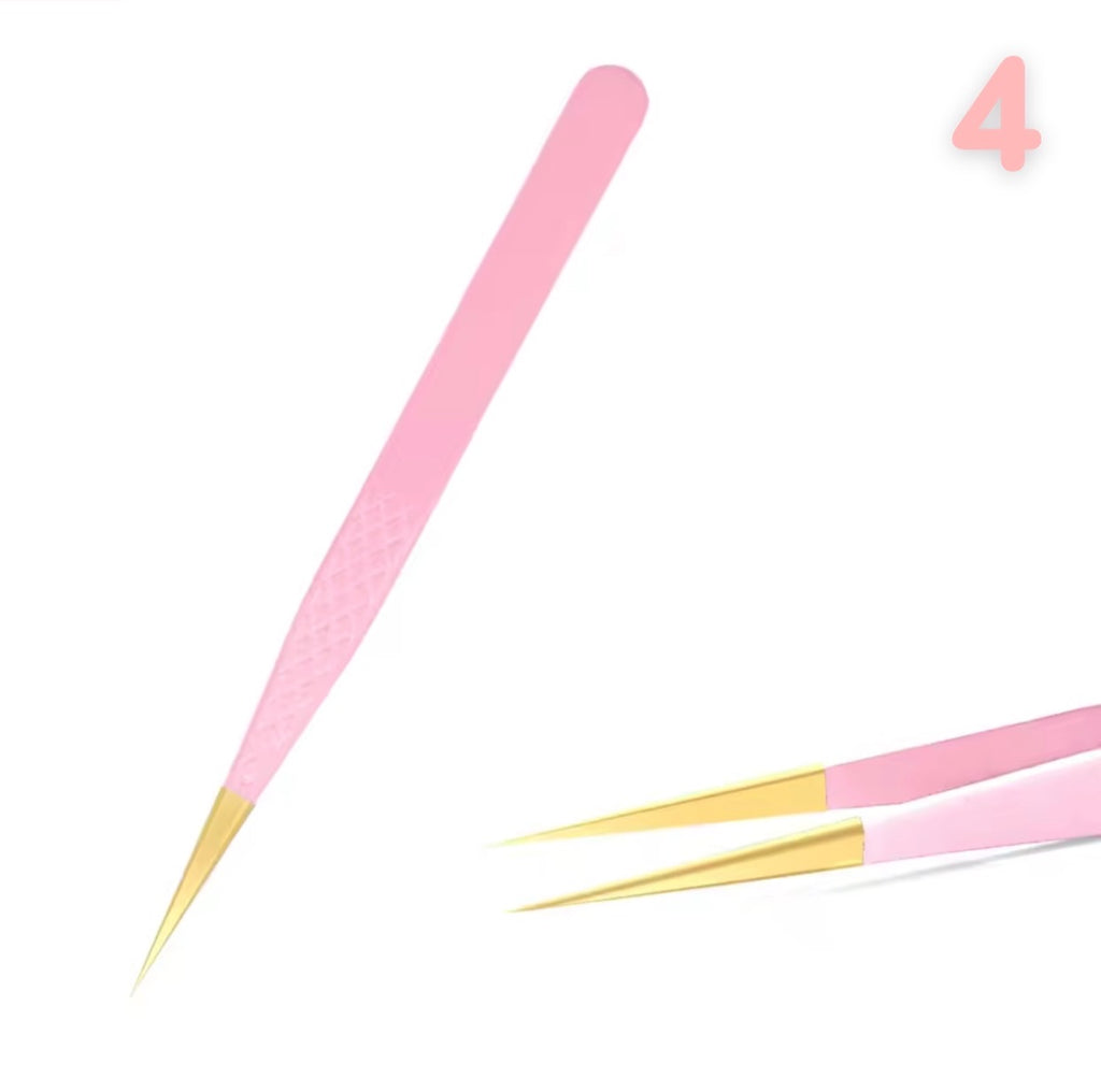 Pincettes à cils en acier inoxydable rose